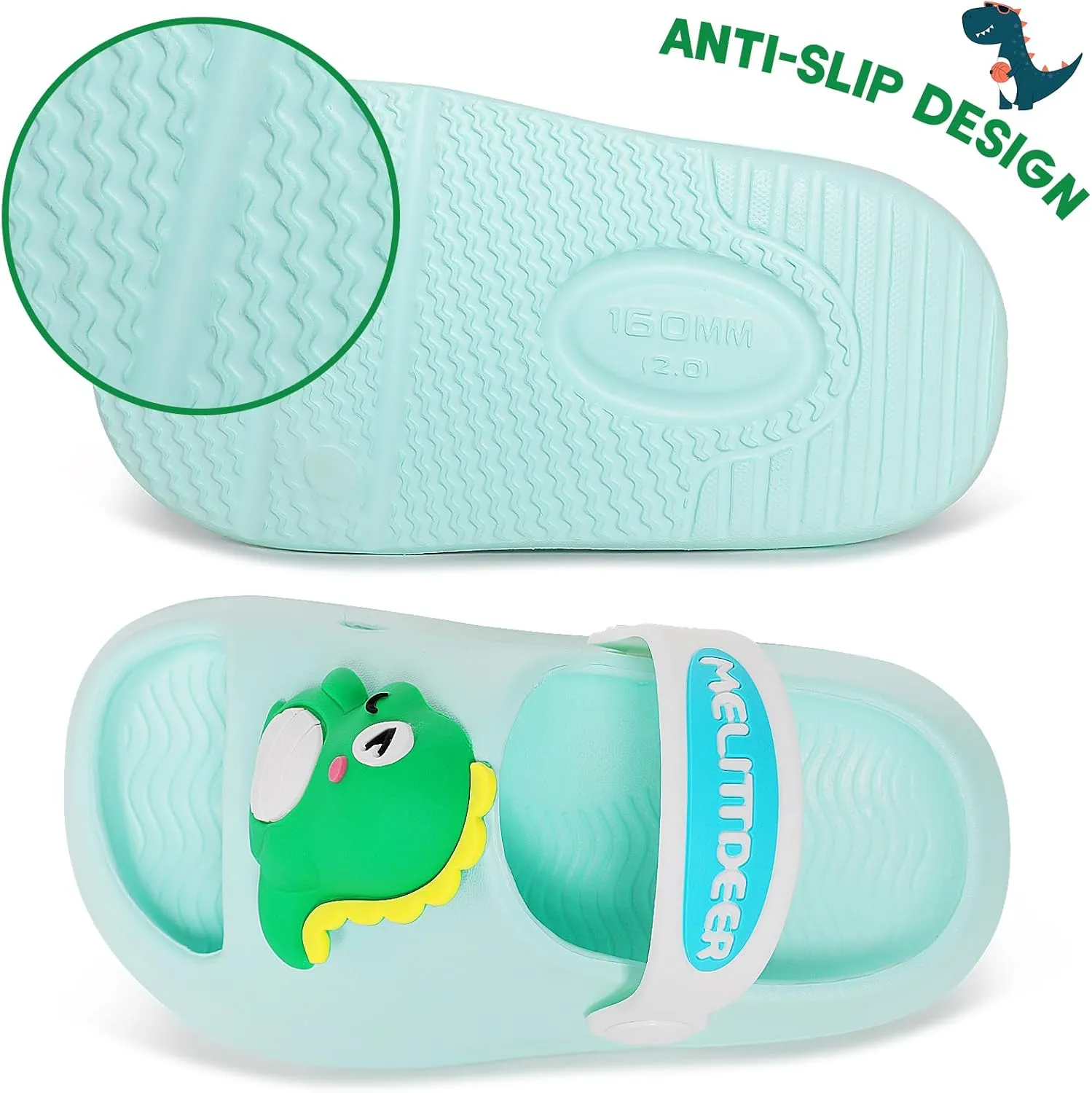 techcity Toddler Little Kids Slide Sandals Cute Summer Shower Beach Pool Slippers Thick Sole Slip On Sandals Water Shoes with Backstrap Boys Girls Clogs