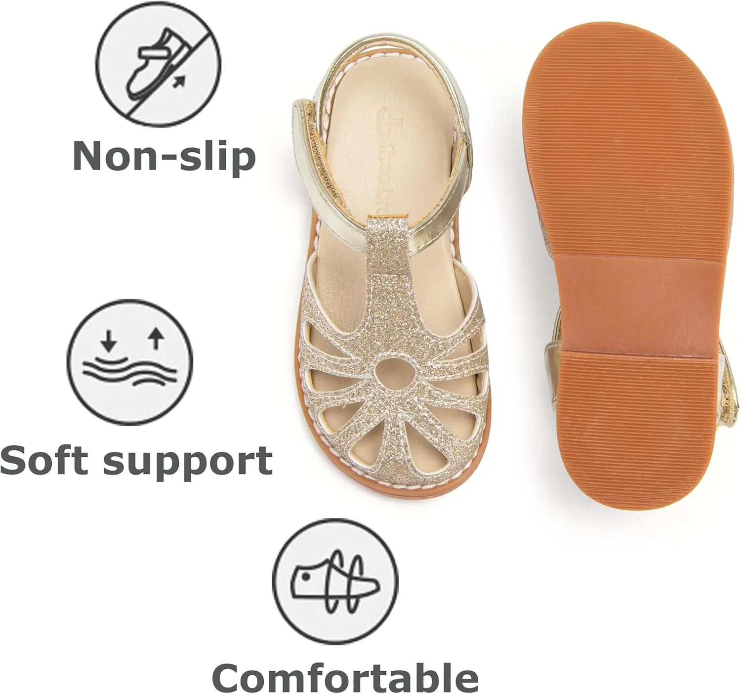 THEE BRON Princess Toddler Close Toe Sandals | Retro Lace-Up Design | Breathable Girls Shoes 3-12 Years