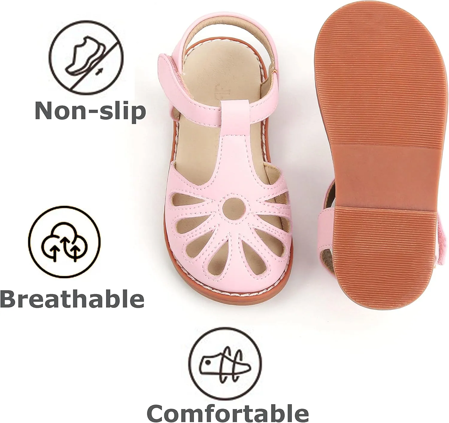 THEE BRON Princess Toddler Close Toe Sandals | Retro Lace-Up Design | Breathable Girls Shoes 3-12 Years