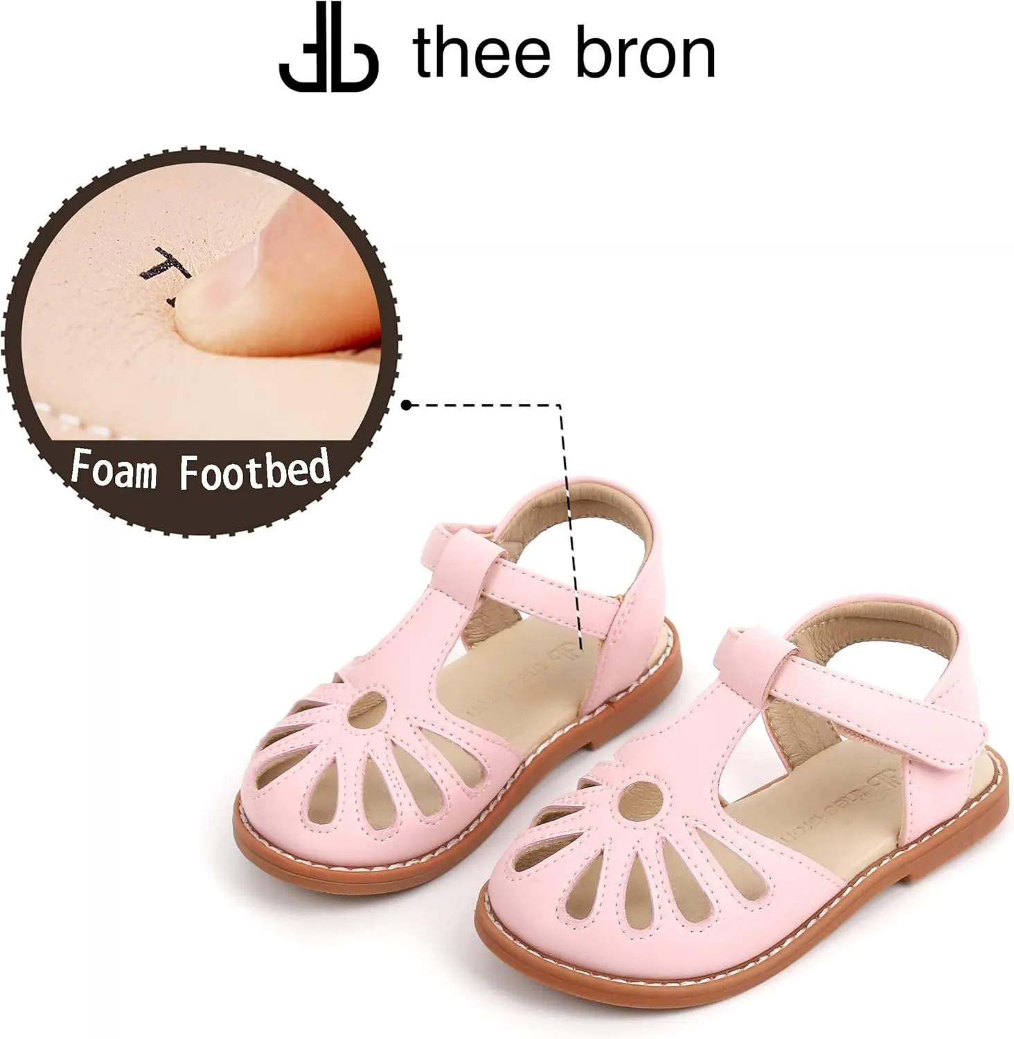THEE BRON Princess Toddler Close Toe Sandals | Retro Lace-Up Design | Breathable Girls Shoes 3-12 Years