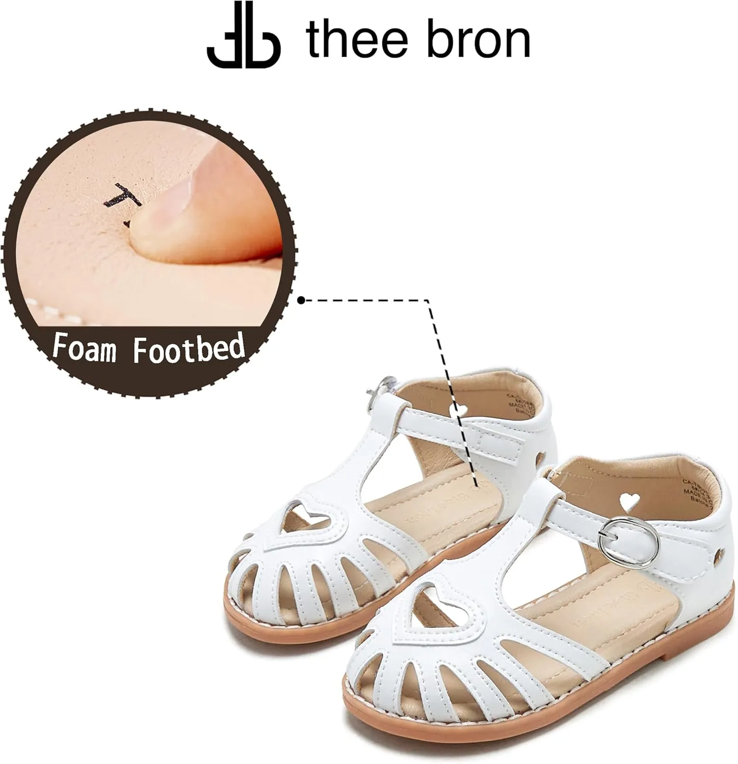 THEE BRON Princess Toddler Close Toe Sandals | Retro Lace-Up Design | Breathable Girls Shoes 3-12 Years
