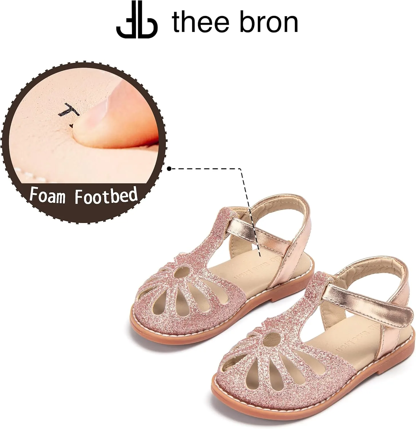 THEE BRON Princess Toddler Close Toe Sandals | Retro Lace-Up Design | Breathable Girls Shoes 3-12 Years