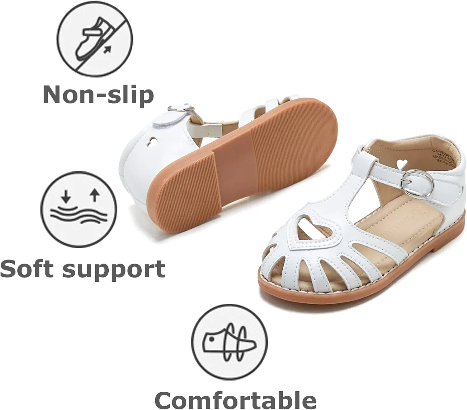 THEE BRON Princess Toddler Close Toe Sandals | Retro Lace-Up Design | Breathable Girls Shoes 3-12 Years