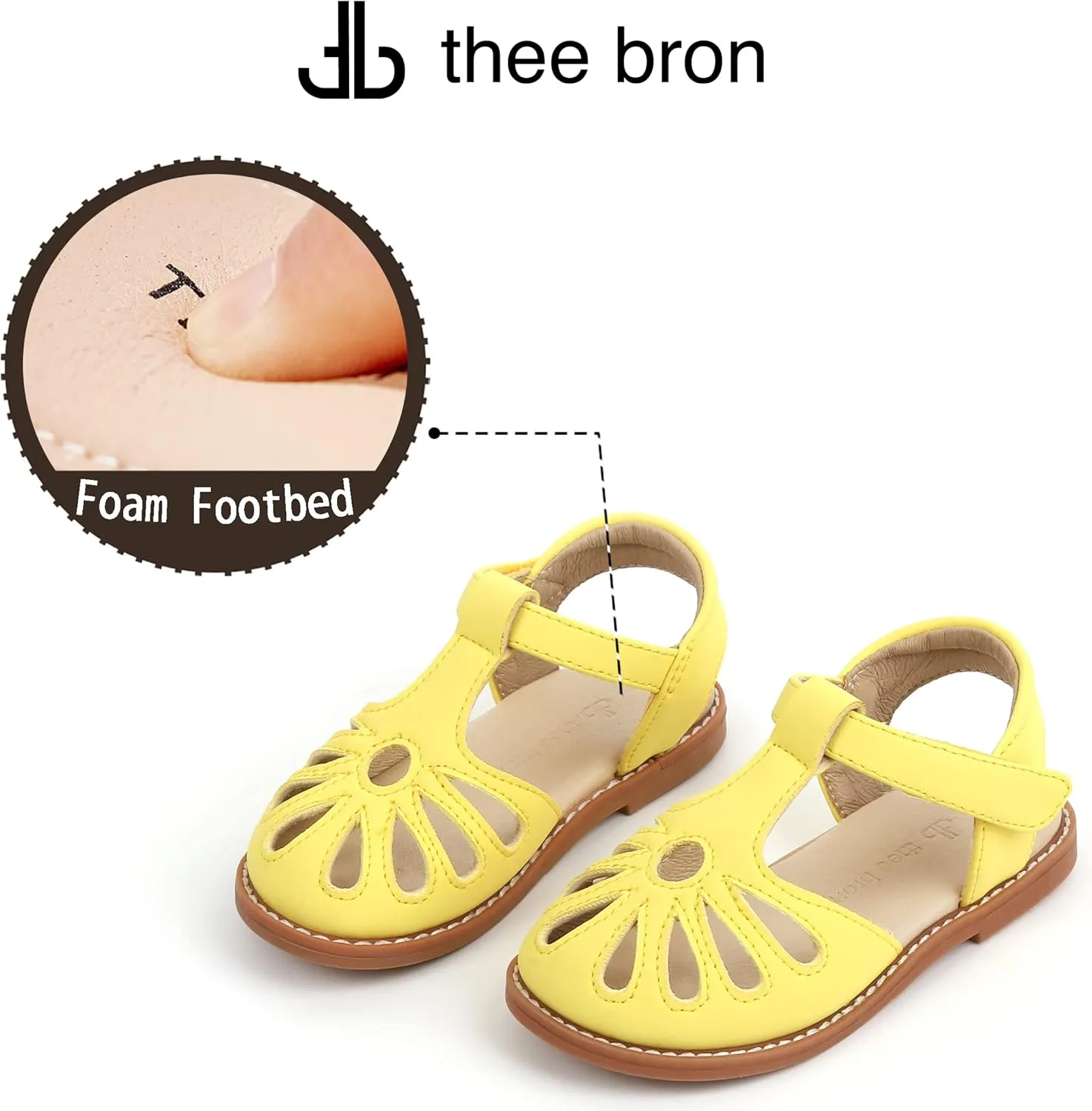 THEE BRON Princess Toddler Close Toe Sandals | Retro Lace-Up Design | Breathable Girls Shoes 3-12 Years