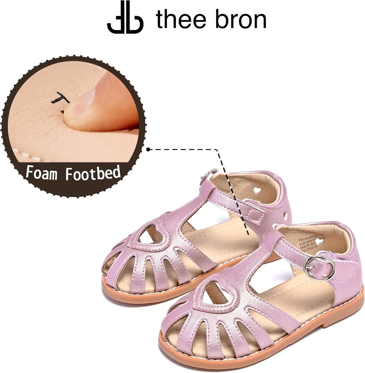 THEE BRON Princess Toddler Close Toe Sandals | Retro Lace-Up Design | Breathable Girls Shoes 3-12 Years