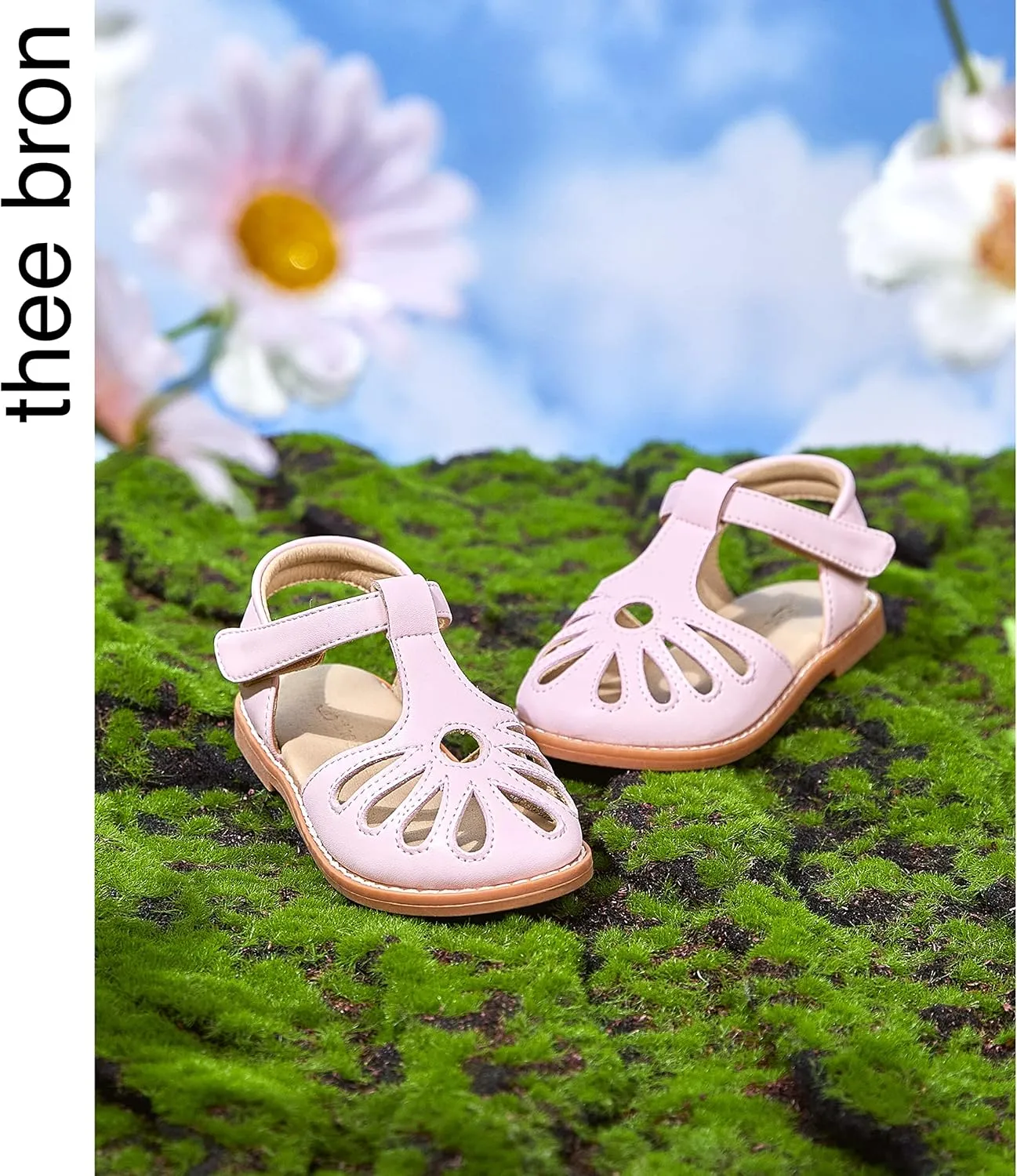 THEE BRON Princess Toddler Close Toe Sandals | Retro Lace-Up Design | Breathable Girls Shoes 3-12 Years