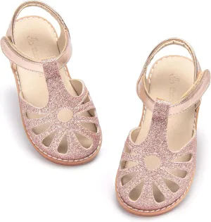 THEE BRON Princess Toddler Close Toe Sandals | Retro Lace-Up Design | Breathable Girls Shoes 3-12 Years