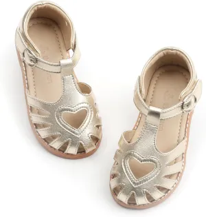 THEE BRON Princess Toddler Close Toe Sandals | Retro Lace-Up Design | Breathable Girls Shoes 3-12 Years