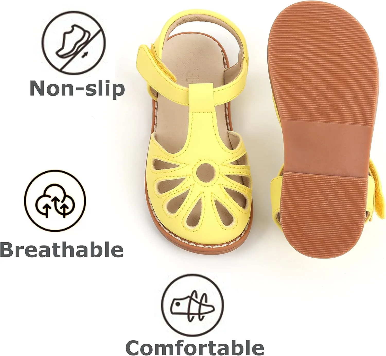 THEE BRON Princess Toddler Close Toe Sandals | Retro Lace-Up Design | Breathable Girls Shoes 3-12 Years