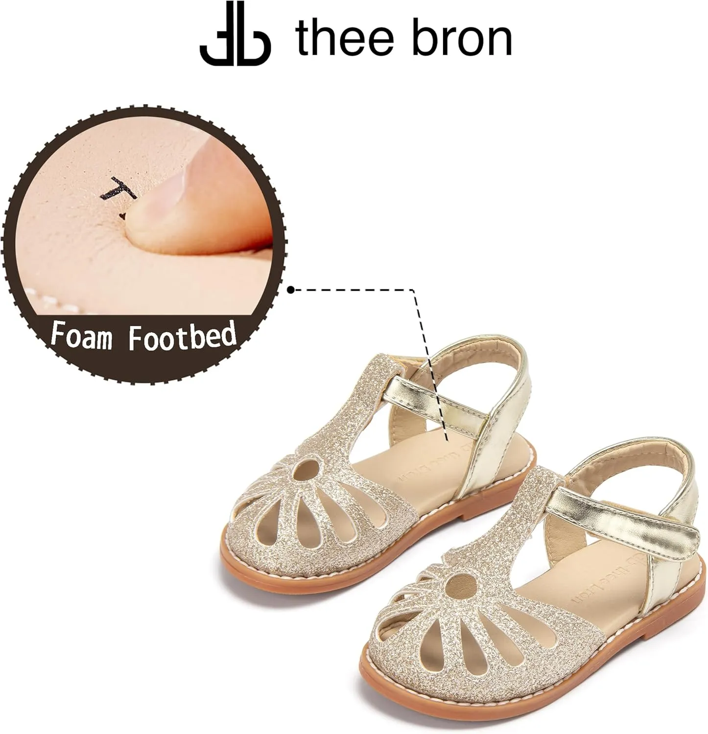 THEE BRON Princess Toddler Close Toe Sandals | Retro Lace-Up Design | Breathable Girls Shoes 3-12 Years