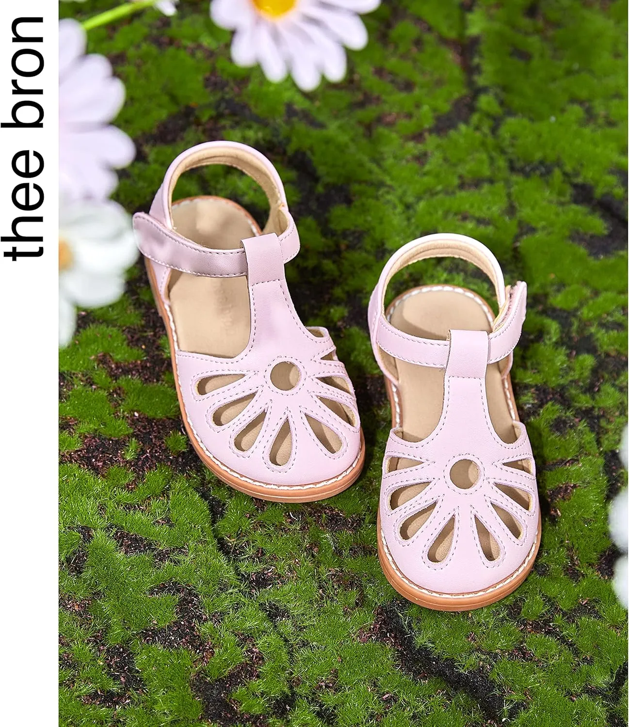THEE BRON Princess Toddler Close Toe Sandals | Retro Lace-Up Design | Breathable Girls Shoes 3-12 Years
