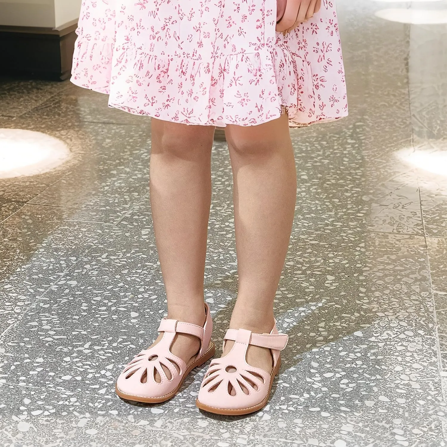 THEE BRON Princess Toddler Close Toe Sandals | Retro Lace-Up Design | Breathable Girls Shoes 3-12 Years