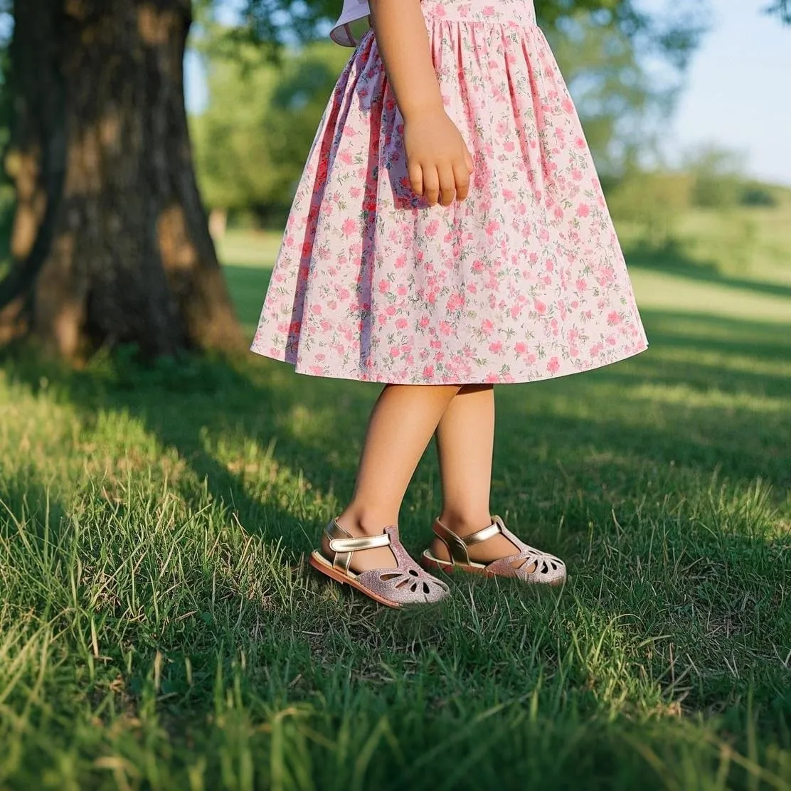 THEE BRON Princess Toddler Close Toe Sandals | Retro Lace-Up Design | Breathable Girls Shoes 3-12 Years