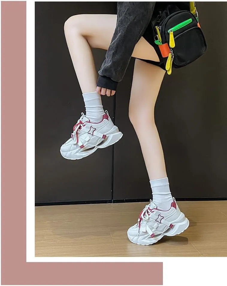 Thick Platform Sneakers Women & Girls - Retro Y2K Cute Shoes, Lightweight Comfy Design for Morning Jogs, Beach Travel & Campus Life, Streetwear, Back to School, Everyday Wear, Birthday Gifts