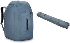 Thule Ski Travel Bundle - 60L Mid Blue Backpack with RoundTrip 192cm Ski Roller