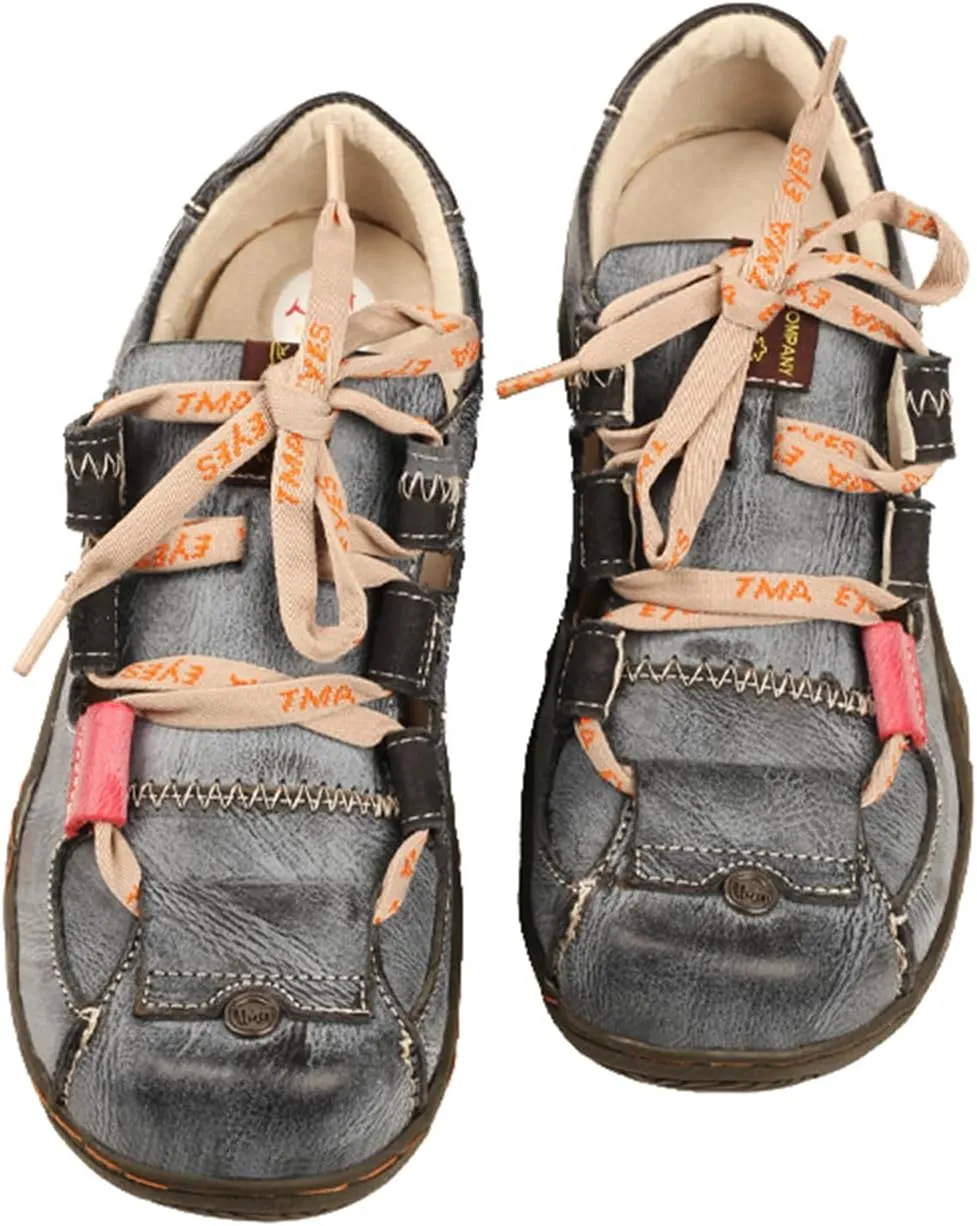 TMA EYES Women Retro Summer Lace-up Sport Sandals Closed-Toe Design Breathable and Comfort Footwear