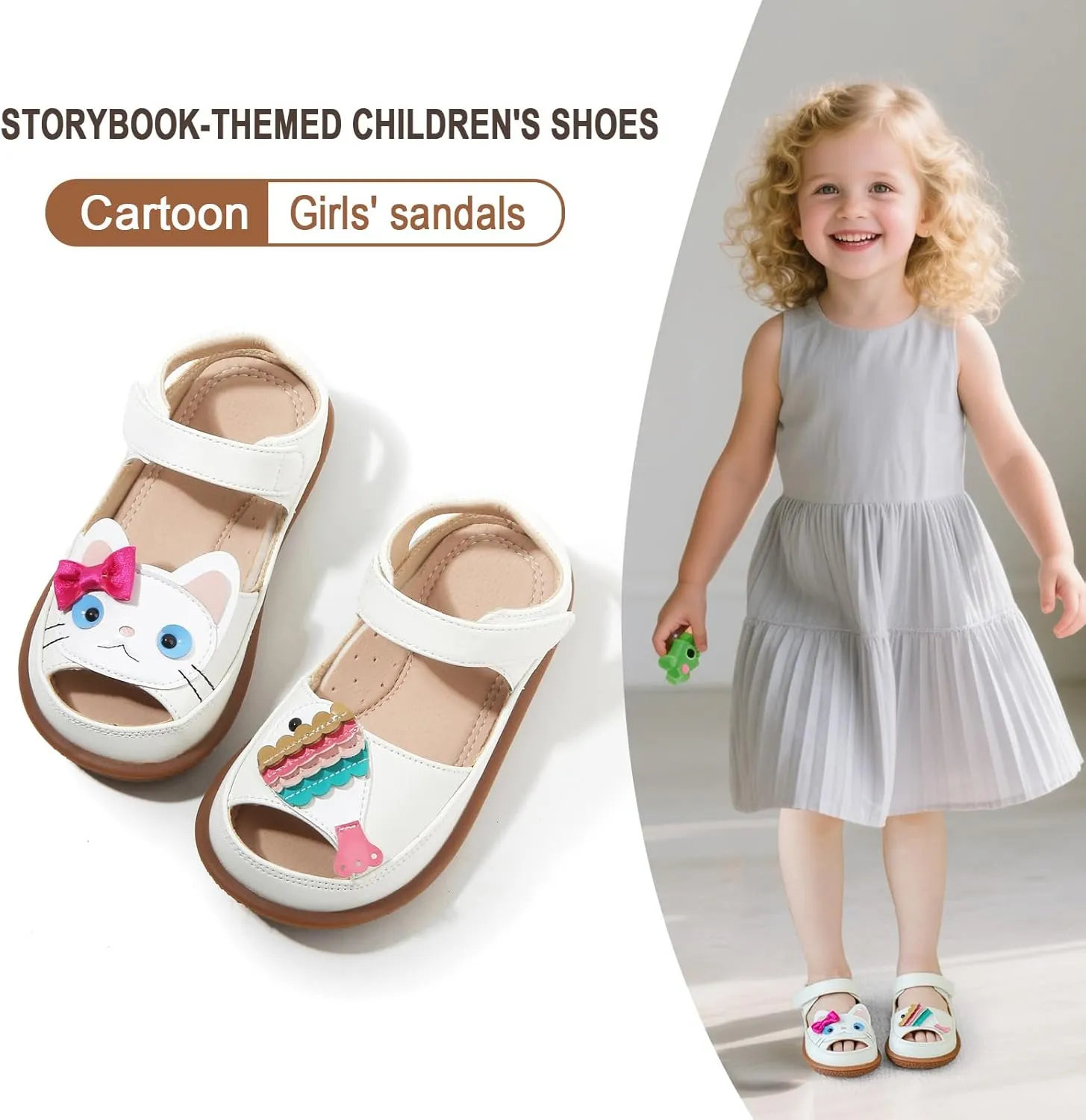 ‌Toddler Boys Closed Toe Sandals, Breathable Leather Kids Sandals with Car & Traffic Light Pattern, Soft Non-Slip Outsole for Summer Outdoor Activities Ages 2-7