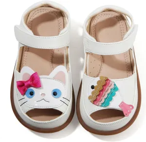 ‌Toddler Boys Closed Toe Sandals, Breathable Leather Kids Sandals with Car & Traffic Light Pattern, Soft Non-Slip Outsole for Summer Outdoor Activities Ages 2-7