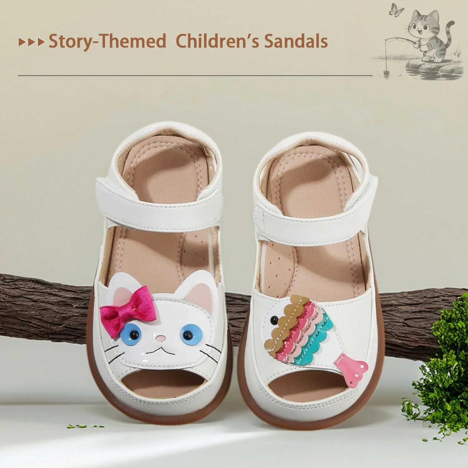 ‌Toddler Boys Closed Toe Sandals, Breathable Leather Kids Sandals with Car & Traffic Light Pattern, Soft Non-Slip Outsole for Summer Outdoor Activities Ages 2-7