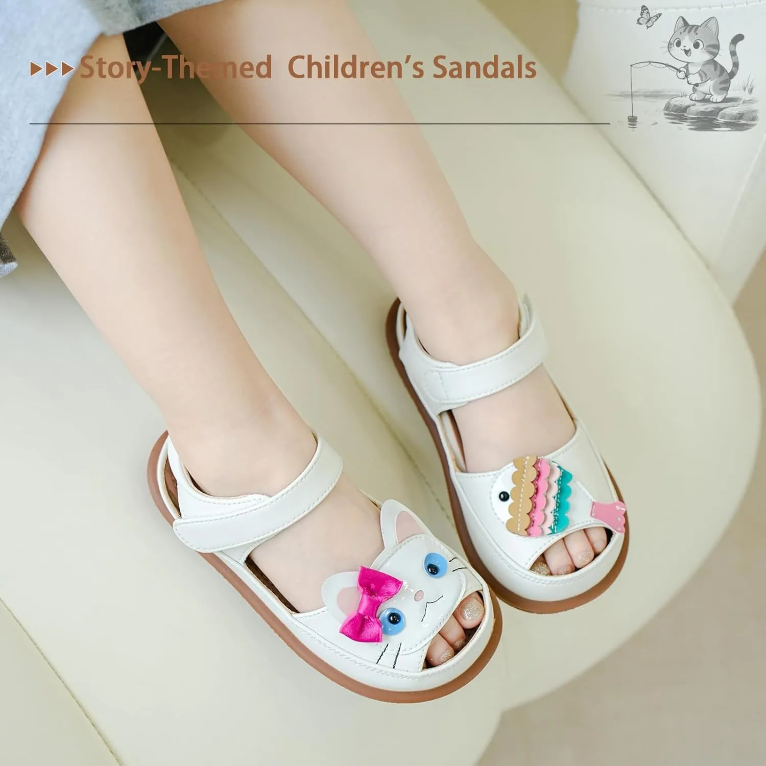 ‌Toddler Boys Closed Toe Sandals, Breathable Leather Kids Sandals with Car & Traffic Light Pattern, Soft Non-Slip Outsole for Summer Outdoor Activities Ages 2-7