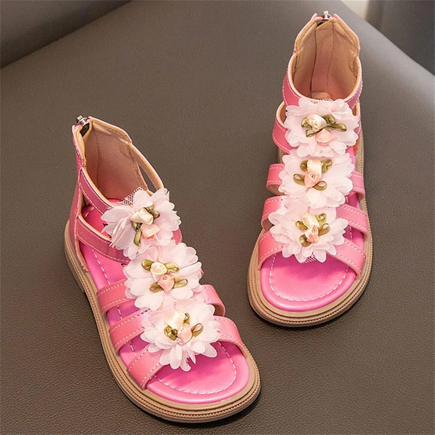 Toddler Dinosaur Slippers Flowers High Top Roman Sandals Zipper Design Little Child/Big Kids Toddler Christmas Slippers