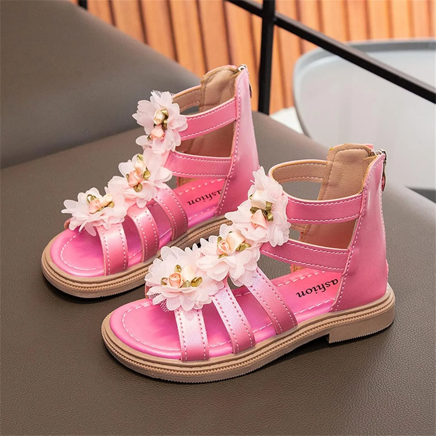 Toddler Dinosaur Slippers Flowers High Top Roman Sandals Zipper Design Little Child/Big Kids Toddler Christmas Slippers