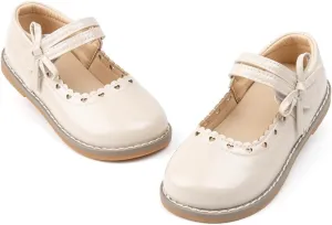 Toddler Girls Mary Jane Dress Shoes Ballet Flats Little Girls Soft Slip-On Bowknot Princess Shoes Wedding Party Casual Walking School Uniform Moccasins Baptism Shoes