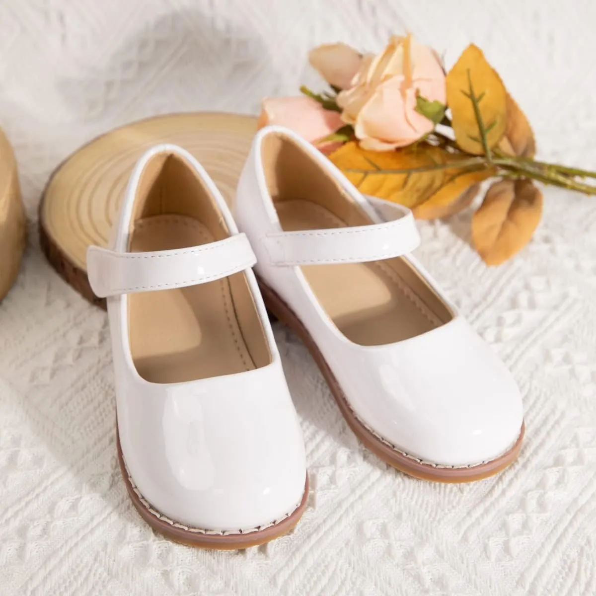 Toddler Girls Mary Jane Dress Shoes Ballet Flats Little Girls Soft Slip-On Bowknot Princess Shoes Wedding Party Casual Walking School Uniform Moccasins Baptism Shoes