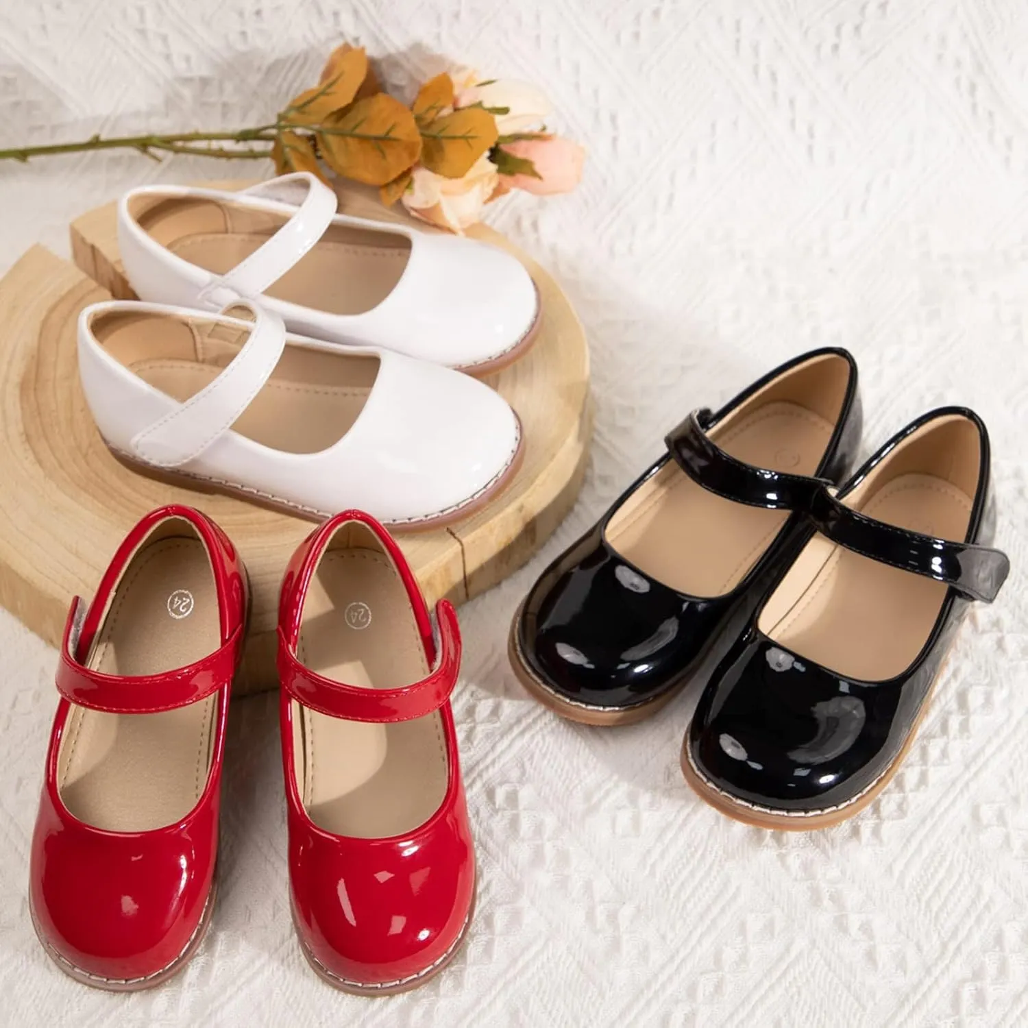 Toddler Girls Mary Jane Dress Shoes Ballet Flats Little Girls Soft Slip-On Bowknot Princess Shoes Wedding Party Casual Walking School Uniform Moccasins Baptism Shoes