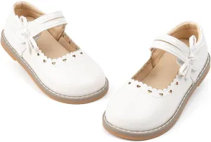 Toddler Girls Mary Jane Dress Shoes Ballet Flats Little Girls Soft Slip-On Bowknot Princess Shoes Wedding Party Casual Walking School Uniform Moccasins Baptism Shoes
