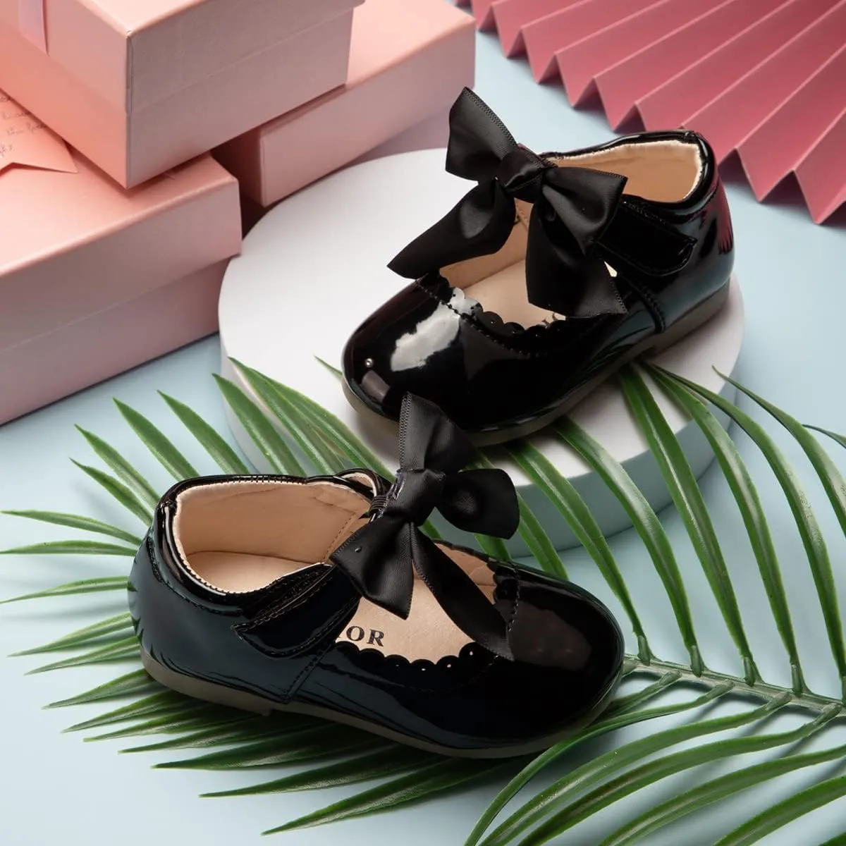 Toddler Girls Mary Jane Dress Shoes Ballet Flats Little Girls Soft Slip-On Bowknot Princess Shoes Wedding Party Casual Walking School Uniform Moccasins Baptism Shoes