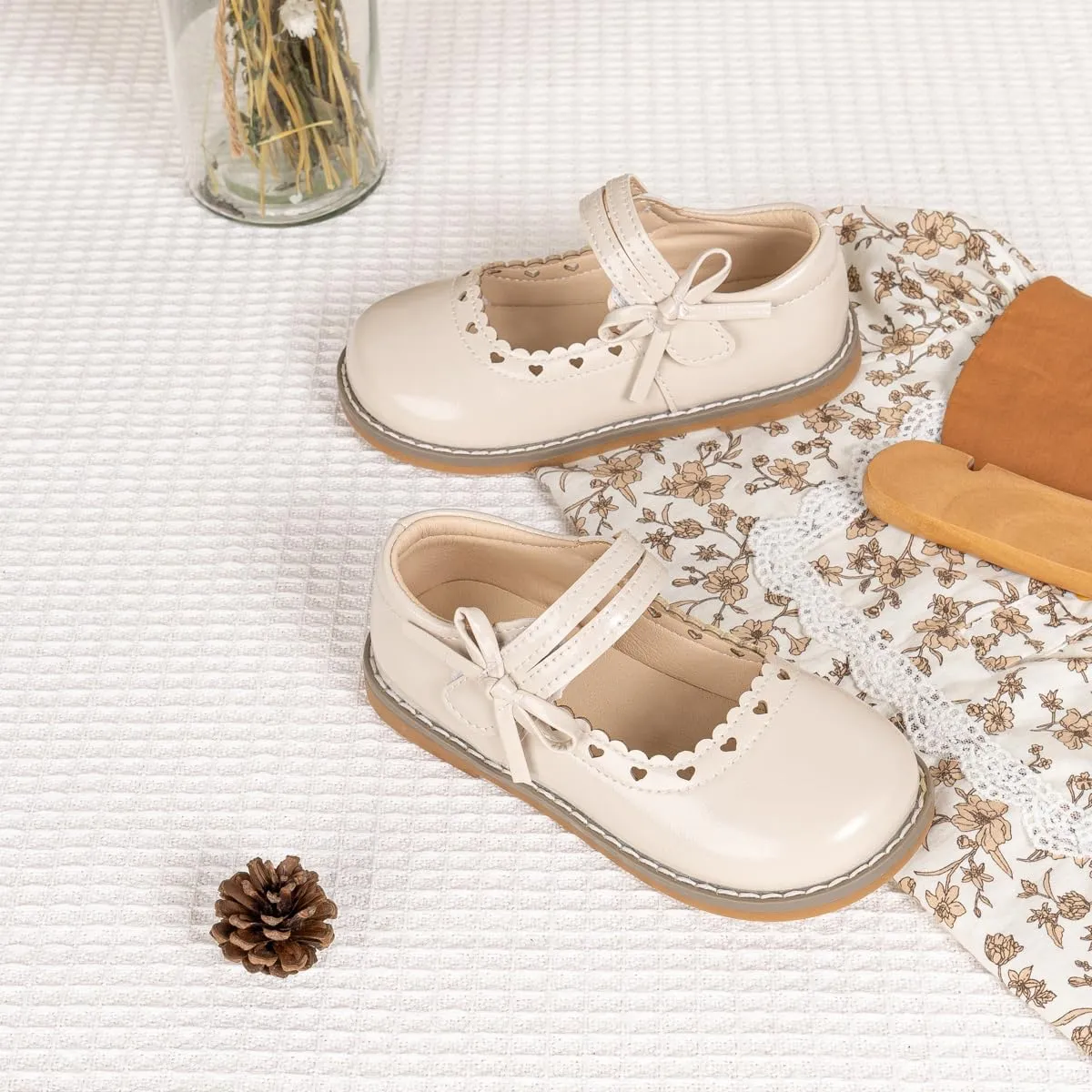 Toddler Girls Mary Jane Dress Shoes Ballet Flats Little Girls Soft Slip-On Bowknot Princess Shoes Wedding Party Casual Walking School Uniform Moccasins Baptism Shoes
