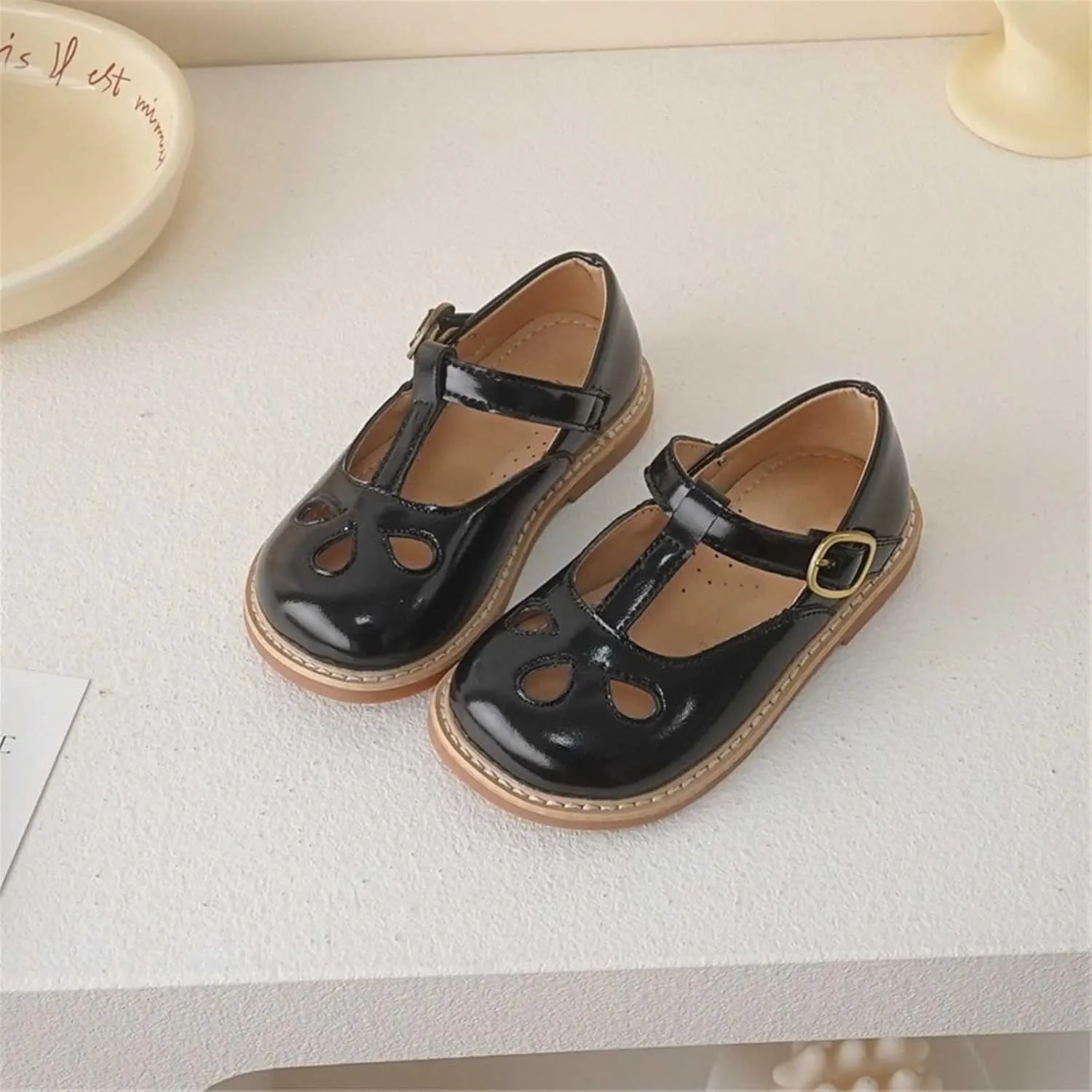 Toddler Little Girl Mary Jane Dress Shoes Ballet Flat𝐬 for Girl Part𝐲 School Shoes Adjustable Buckle T-Strap Sandal