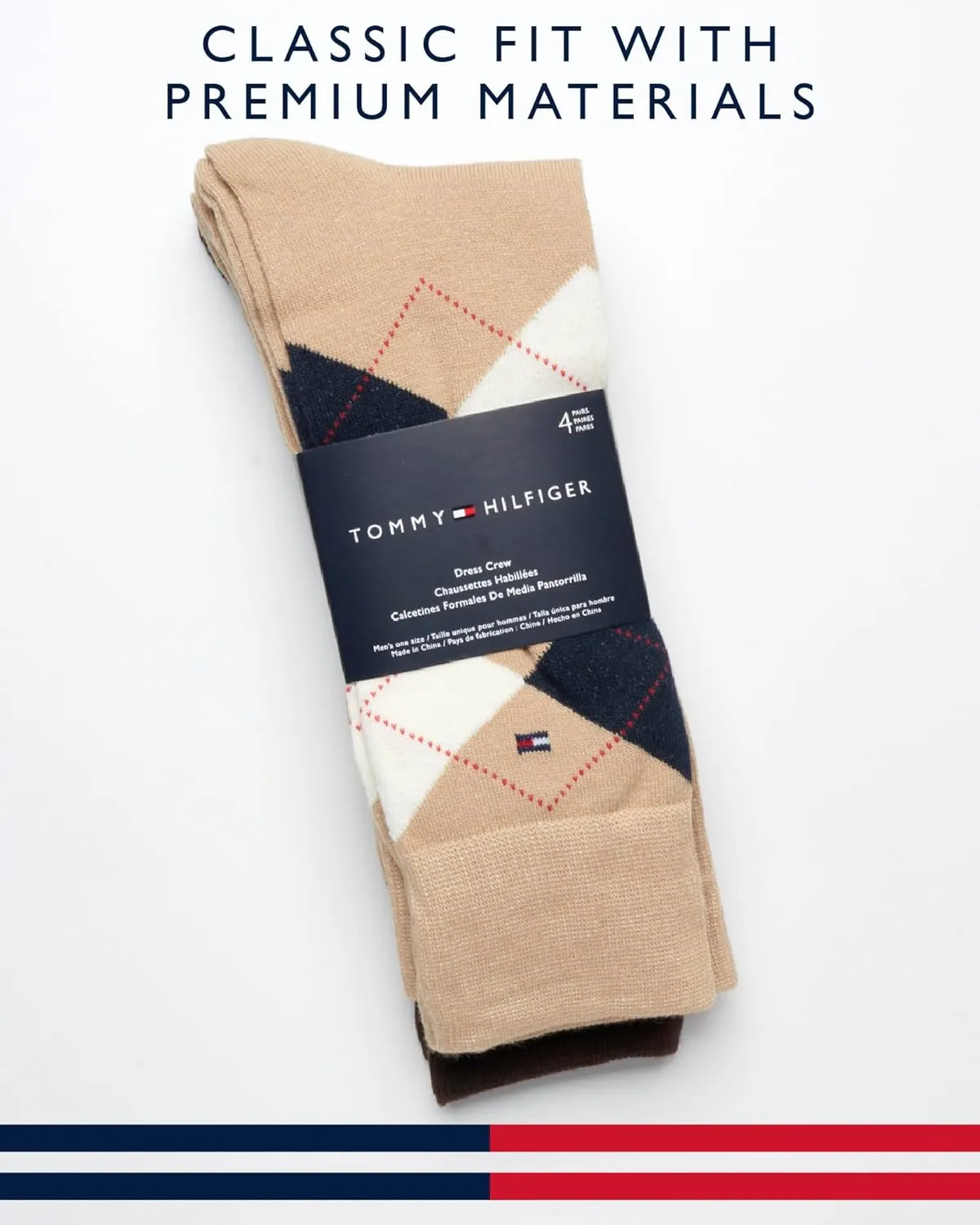 Tommy Hilfiger Mens Dress Socks - 8 Pack Stylish Crew Socks for Men, Breathable, Moisture-Wicking & Stretchable, Size 7-12