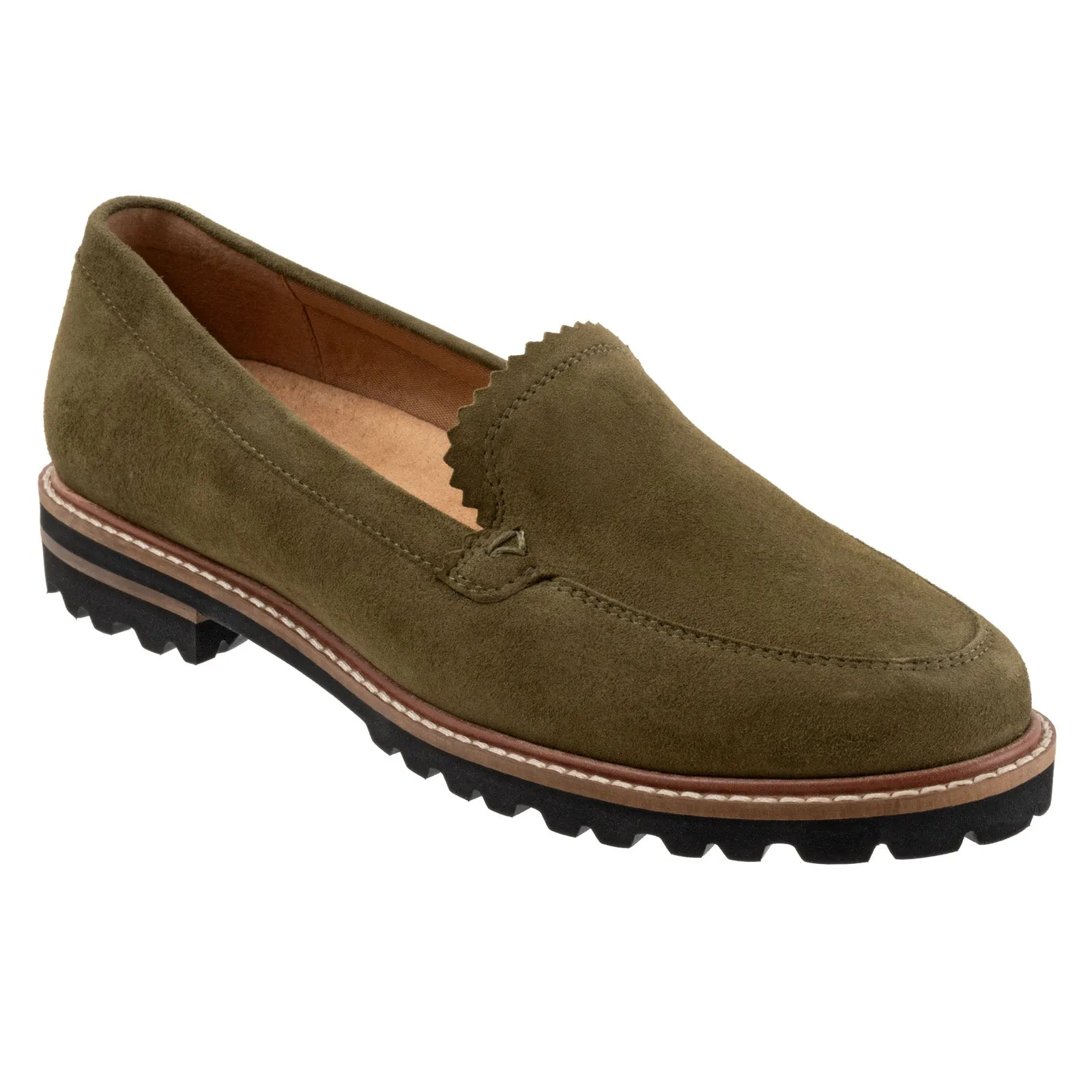 Trotters Fayth T2359-342 Womens Green Narrow Loafers & Slip Ons Casual Shoes