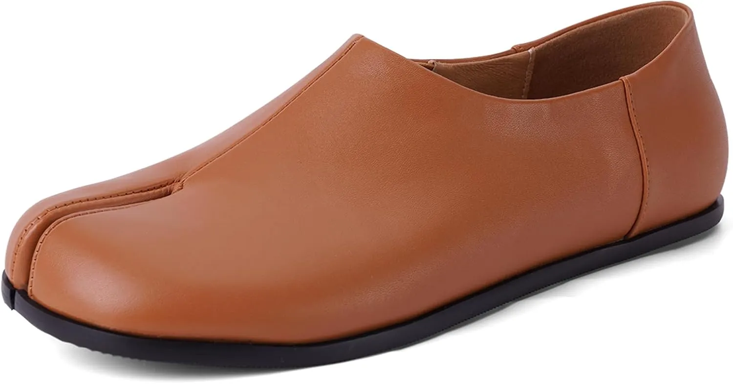 UBWDU Womens Tabi Ballet Flat Shoes Rounde Split Toe Ballerina Flats Low Heel Wide Width Dressy Comfortable Casual Shoes