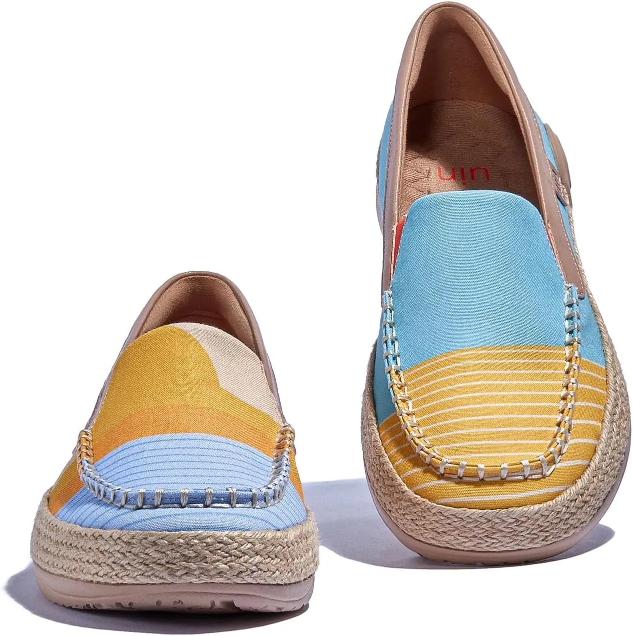 UIN Women's Espadrilles Slip On Lightweight Walking Casual Loafers Comfortable Art Painted Travel Shoes Marbella Series
