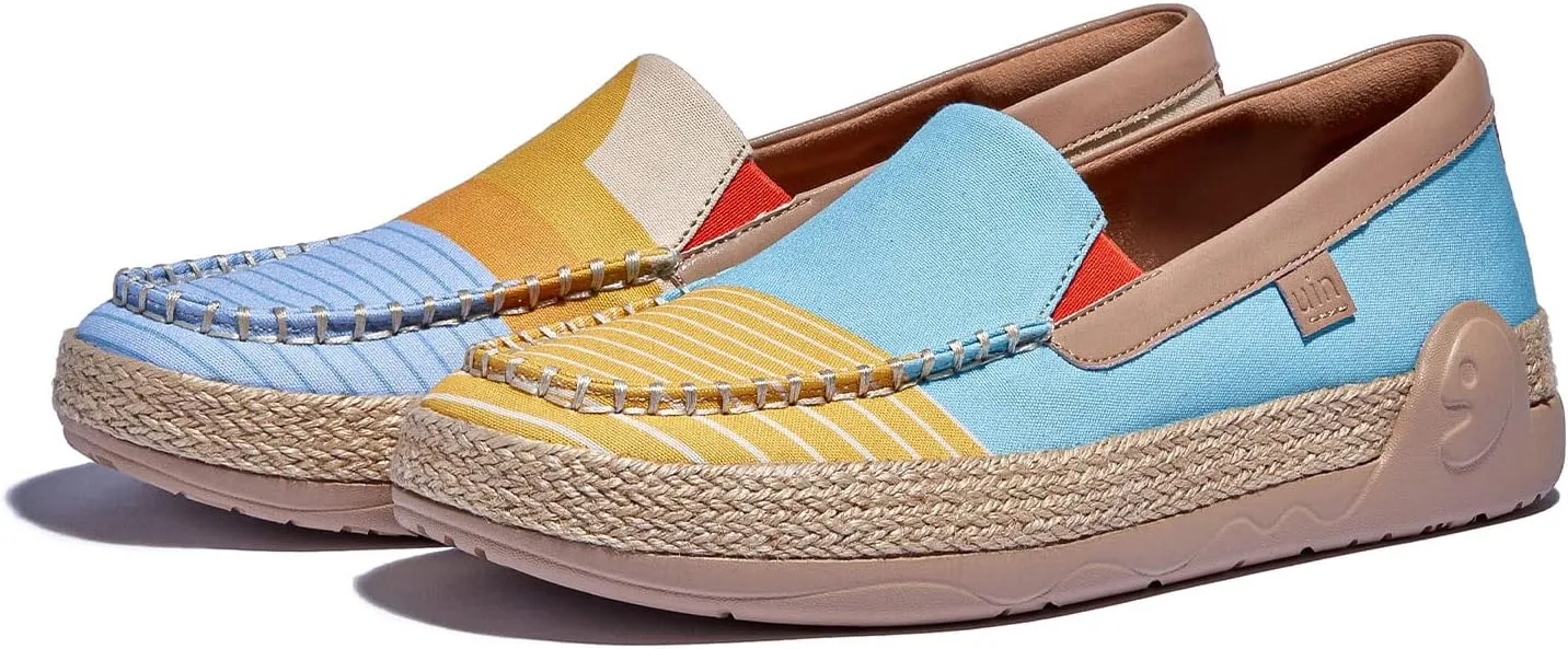 UIN Women's Espadrilles Slip On Lightweight Walking Casual Loafers Comfortable Art Painted Travel Shoes Marbella Series