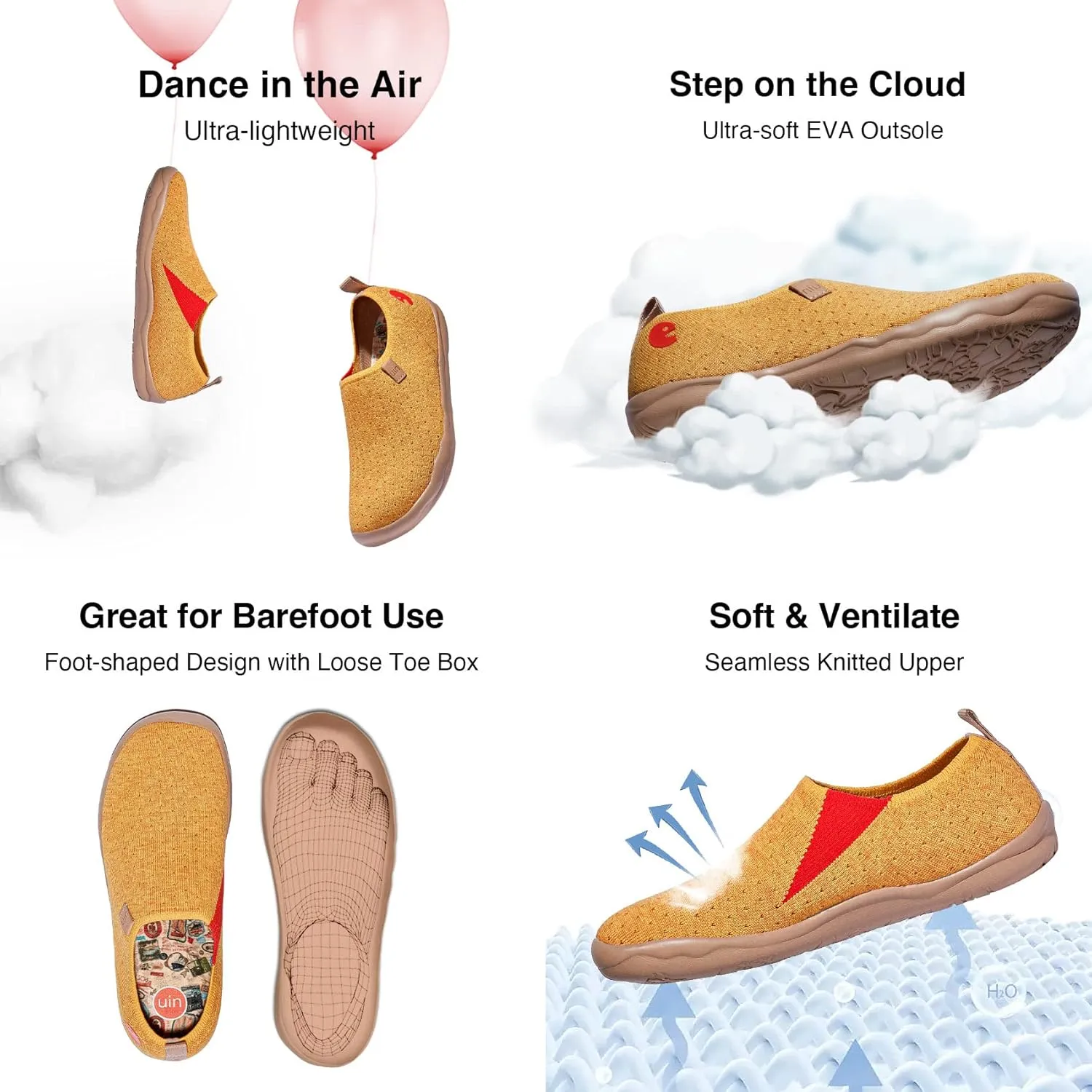 UIN Women's Slip Ons Lightweight Flats Sneakers Walking Casual Loafers Solid Color Travel Shoes