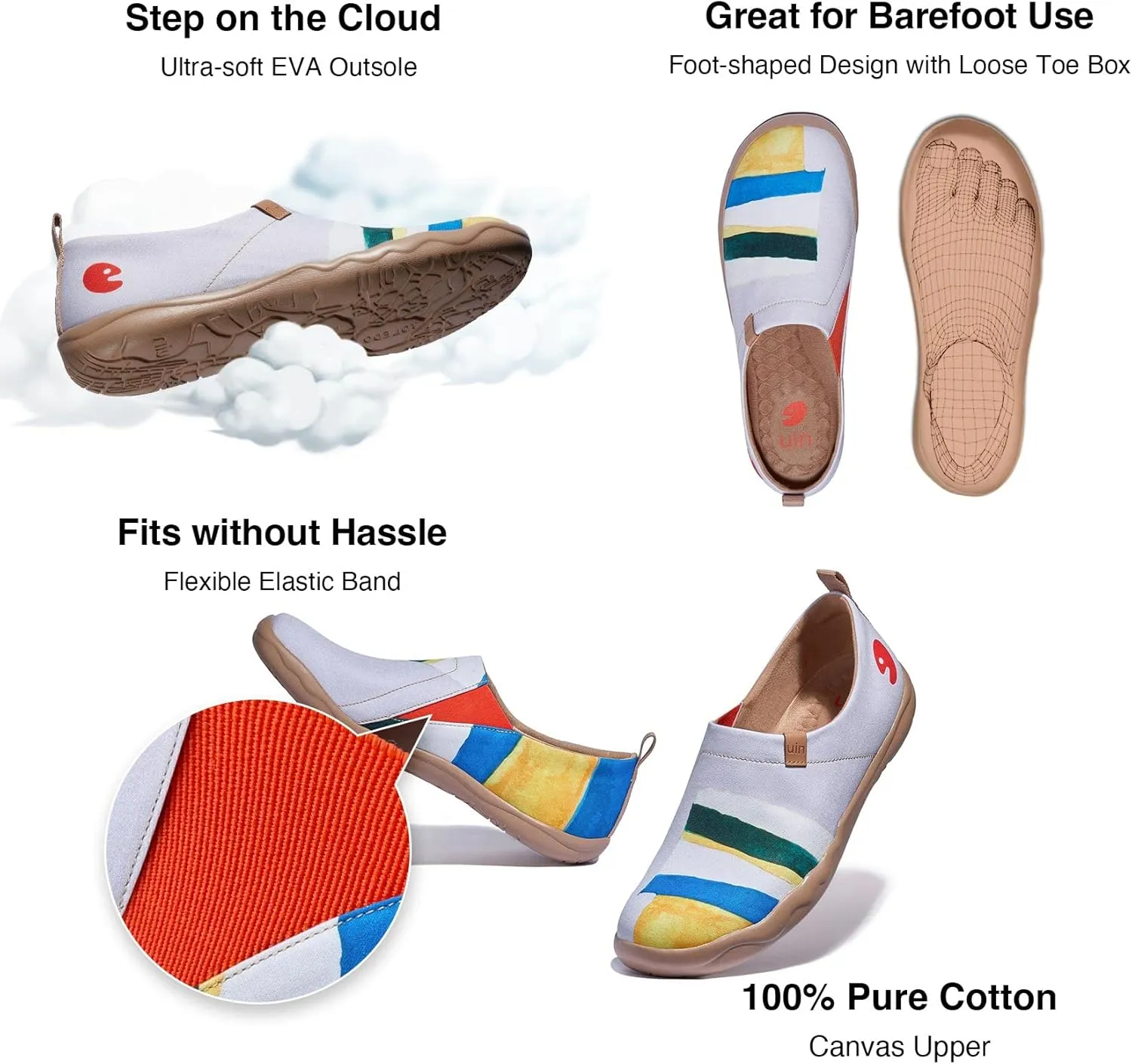 UIN Women's Slip Ons Lightweight Flats Walking Casual Loafers Travel Shoes Toledo Ⅰ Color & Geometry