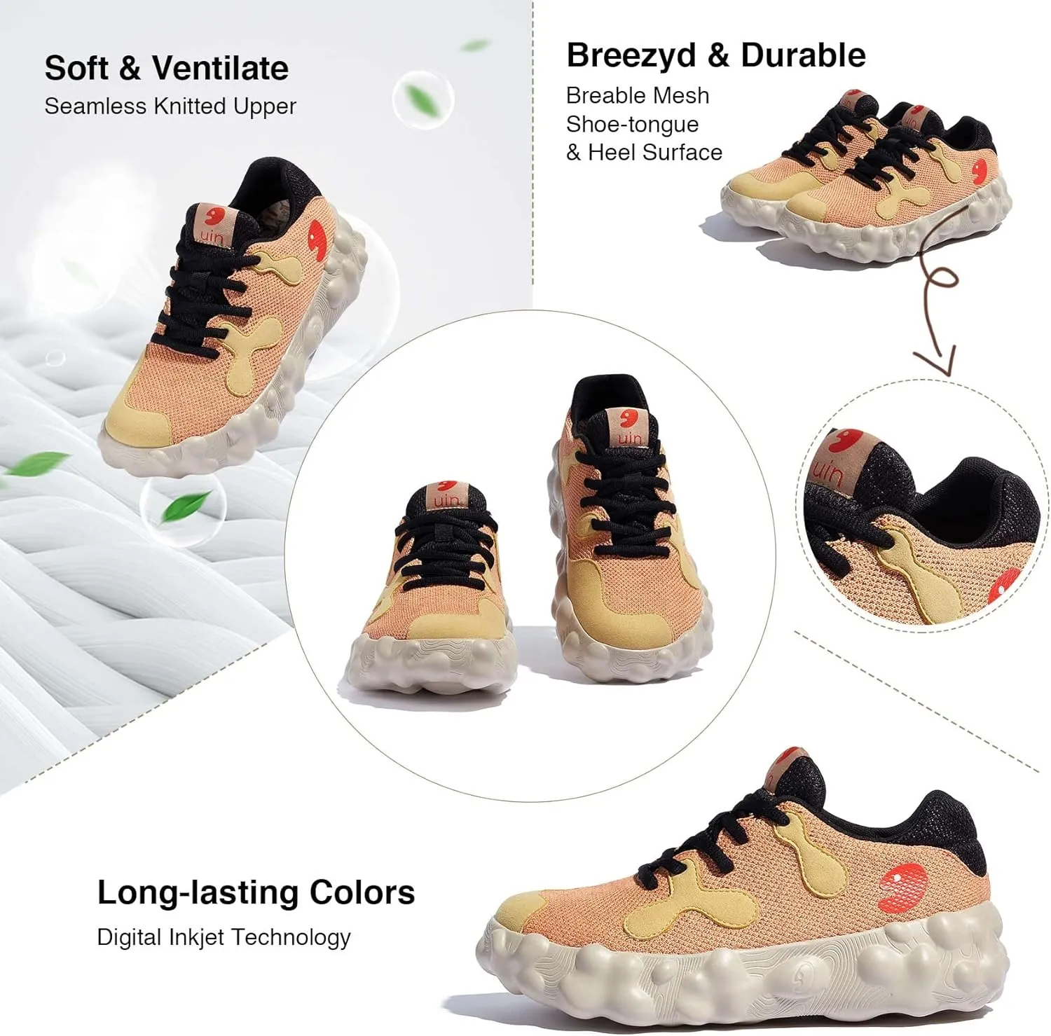 UIN Women's Walking Travel Shoes Slip On Casual Lightweight Wide Toe Chunky Fashion Sneaker Figueras