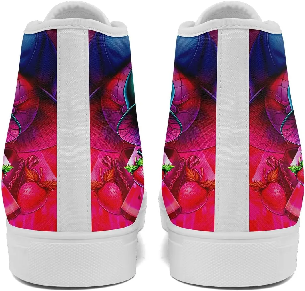 Unisex Skull High Top Sneaker Gothic Canvas Print Shoe Hip Hop Punk Graffiti Rock Shoes Street Casual Trainers Walking Shoes