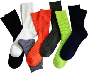 Unisex Solid Color Crew Socks for Men & Women – Breathable Sport Mid-Calf Socks with Streetwear & College Style US5-12