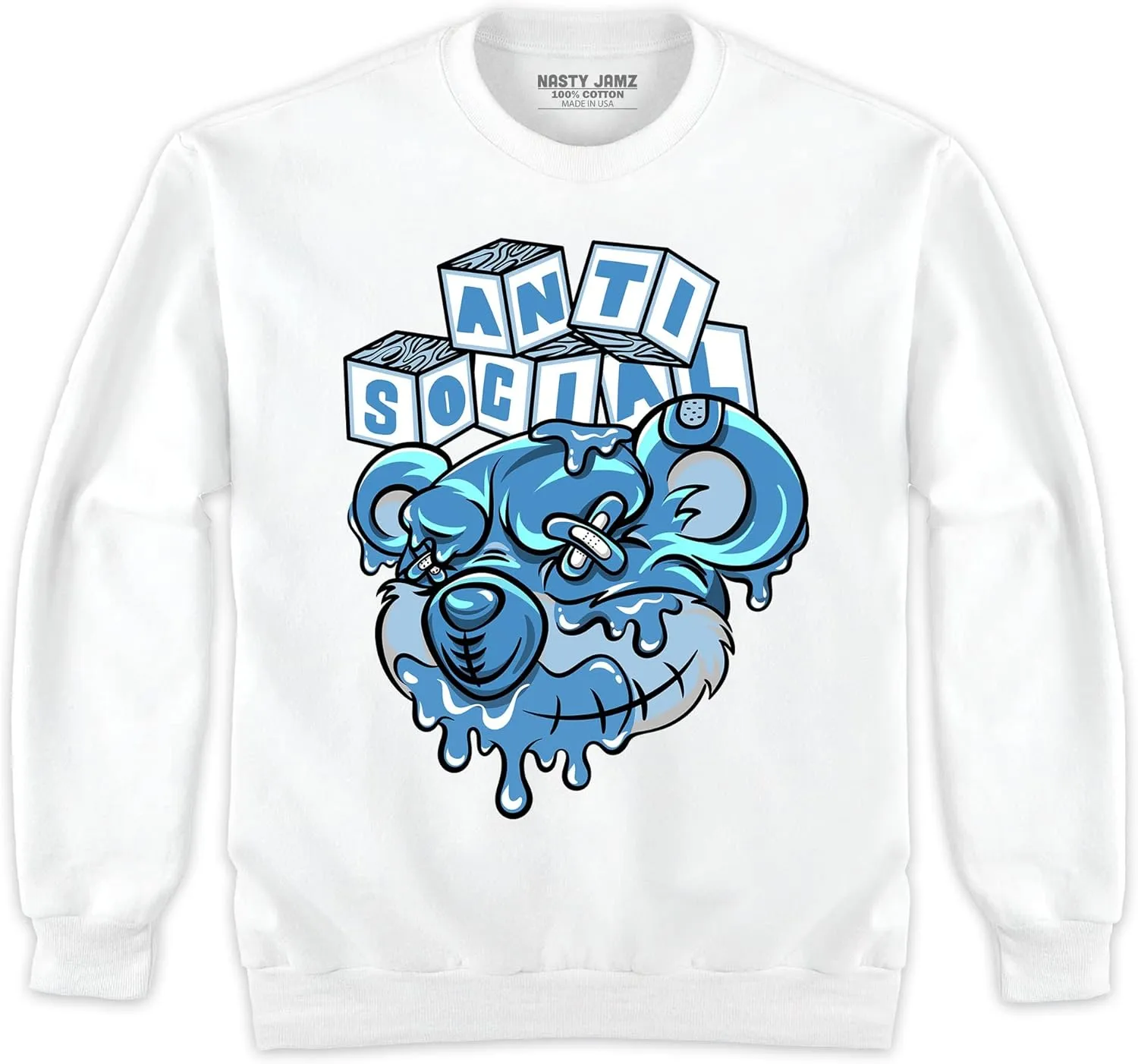Unisex Sweatshirt Long Sleeve Matching AJ 13s Black University Blue (Anti Social Ber)