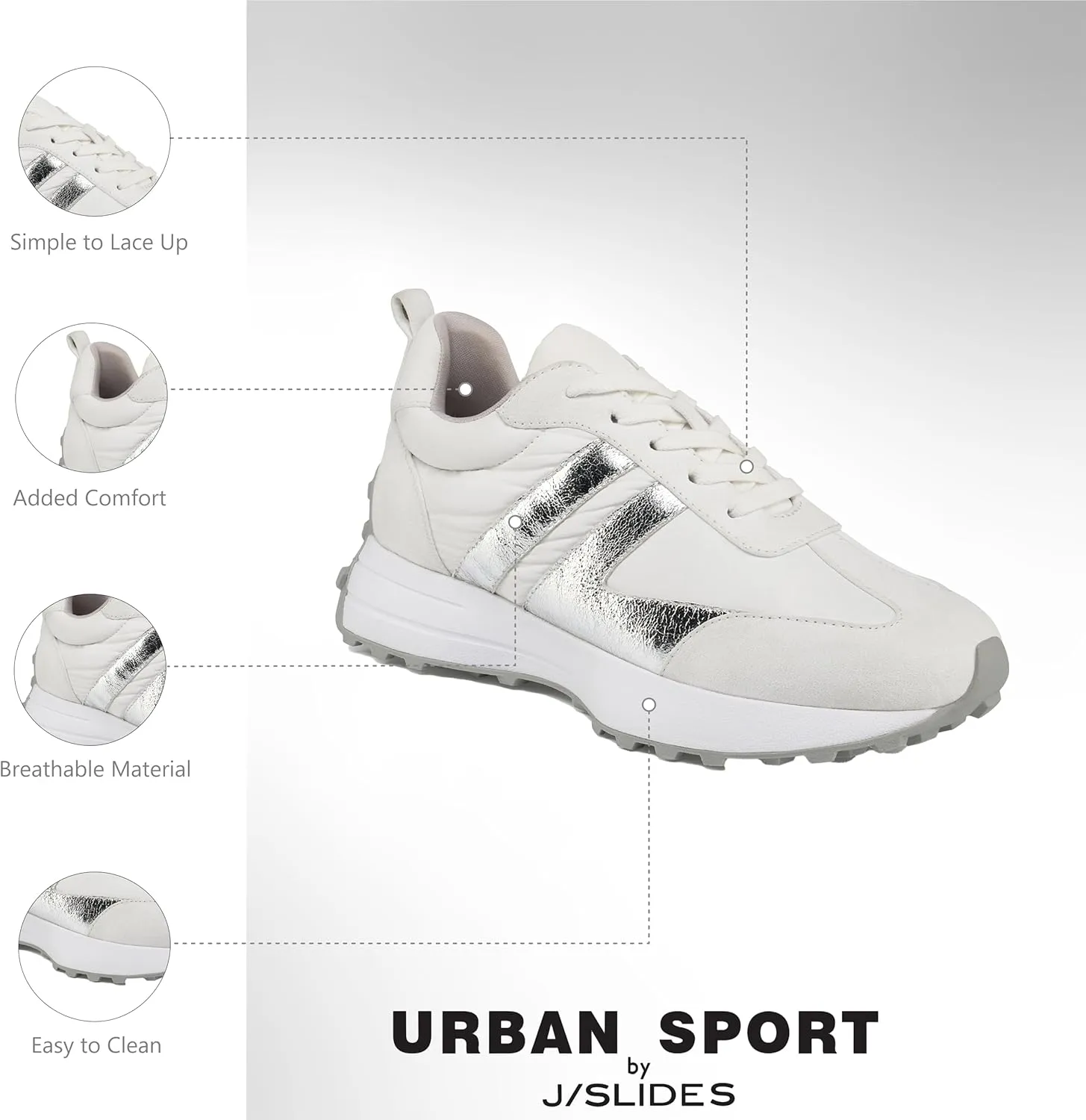 Urban Sport by J/Slides JRDN-Jolie Women's Casual Sneaker | Comfortable Running & Walking Shoes for Women | Stylish Footwear