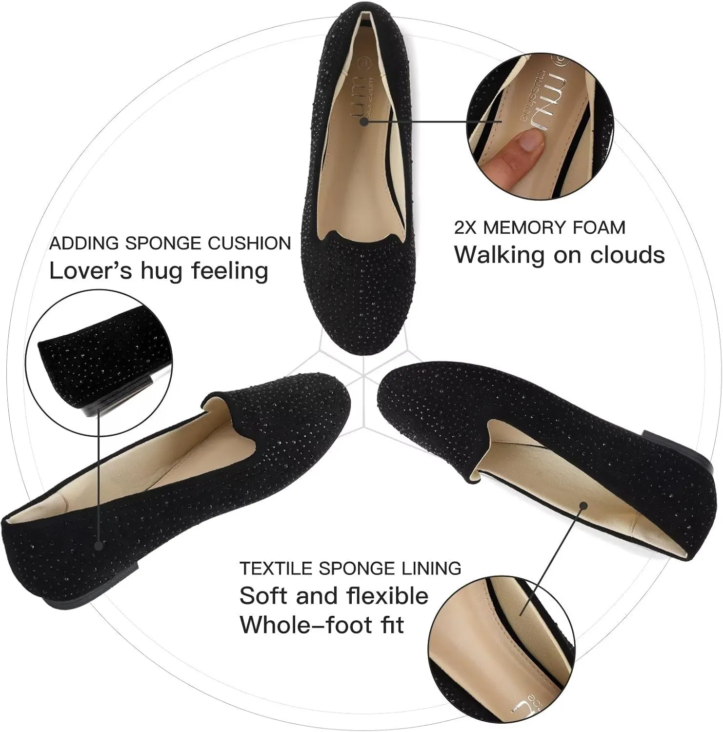 USSHOE Flats Shoes for Women Slip on Round Toe Comfortable Women's Flats Ballet Flats Shoes Loafers