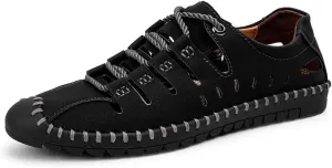 Veslexth Men's Breathable Adjustable Closed Toe Sandals Leather Athletic Outdoor Driving Fisherman for Summer Hiking Sports Business Walking Work Shoes