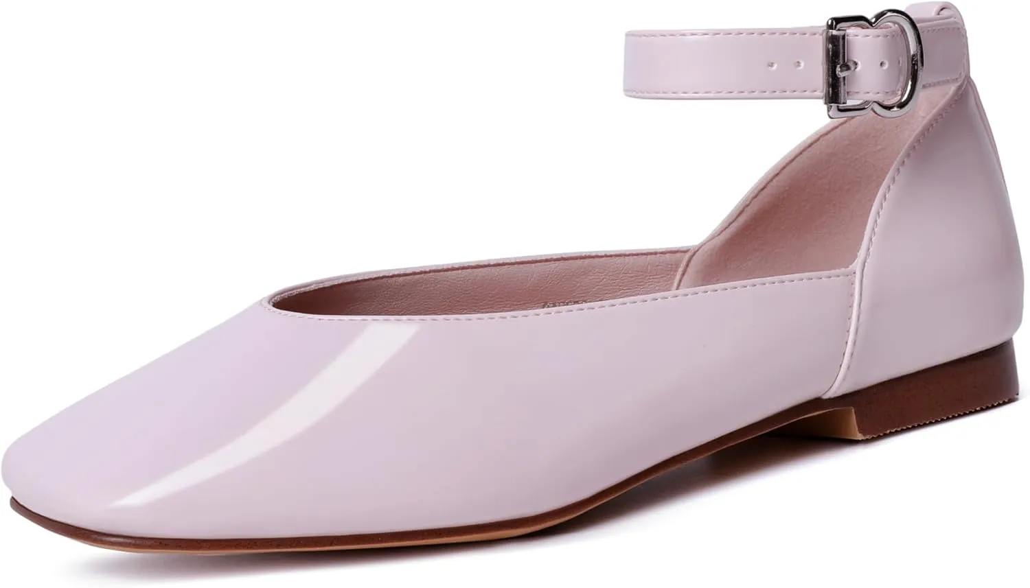 vivianly Mary Jane Shoes for Women Ballet Flats Shoes Buckle Ankle Strap Square Toe Flat Leather Party Dating Flats