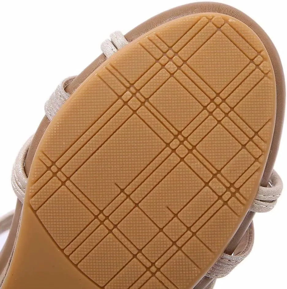 Wedge Sandals for Women Casual Summer Bohemian Rhinestone Beaded Platform Sandals Breathable Cutout Open Toe Elastic Band Dress Sandals Comfy Elastic Slingback T Strap Mid Heeled Beach Sandals