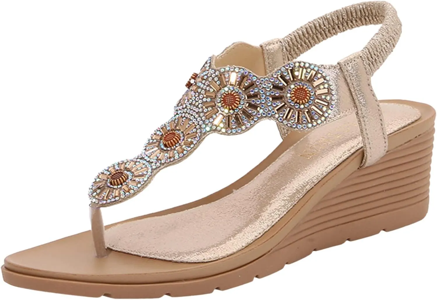 Wedge Sandals for Women On Strappy Boho Platform Sandals Open Toe Summer Festival Or Vacation Shoes Orthopedic Sandal Beach Dressy Flip Flops for Wide Toe 2025 Spring